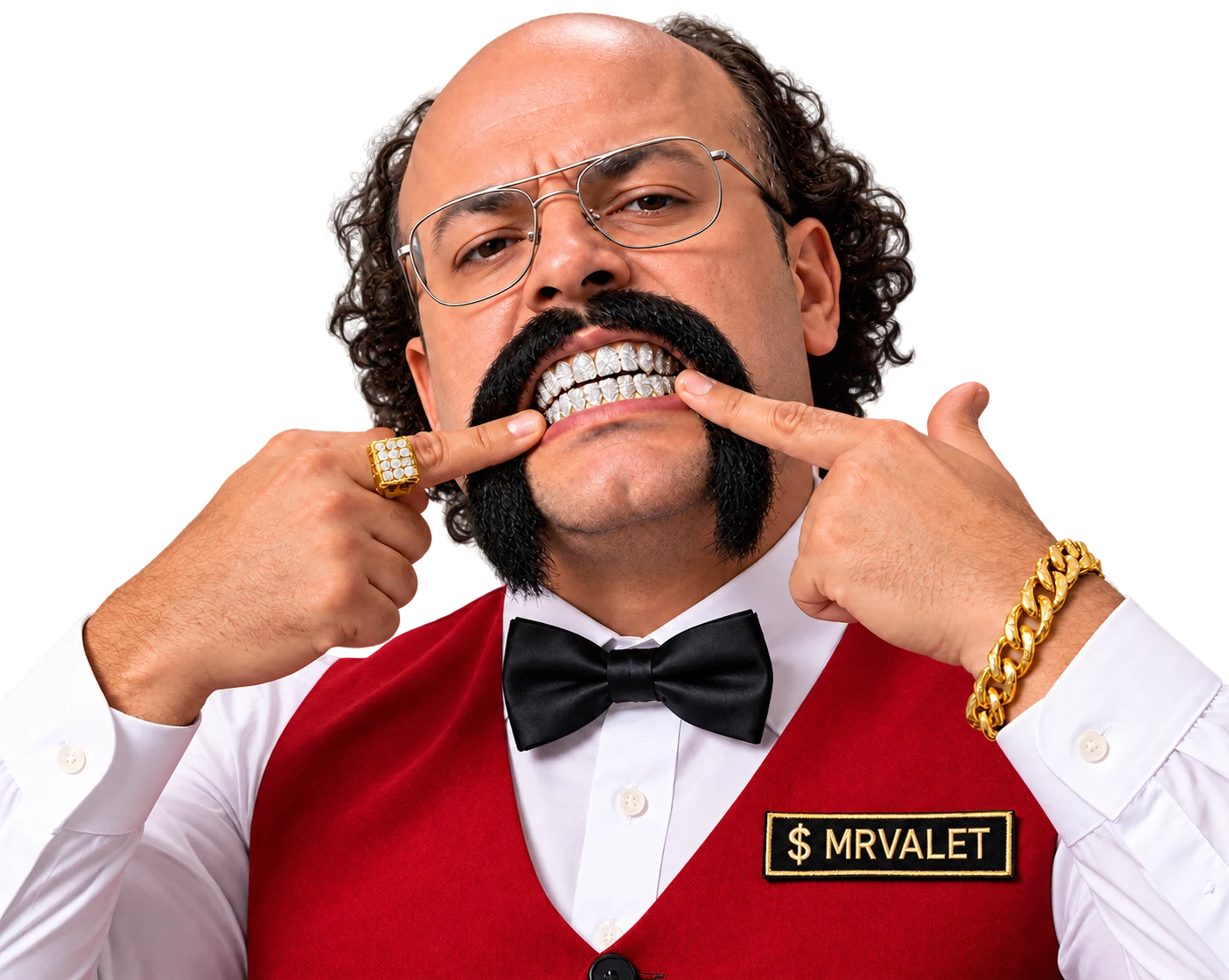 The unmistakable mustache and smile of MR VALET.